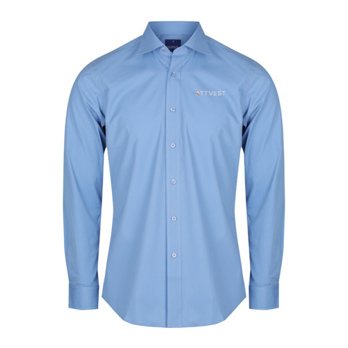 Attvest - Men's French Blue Premium Poplin Business Shirt - Slim Fit  No Pocket Thumbnail