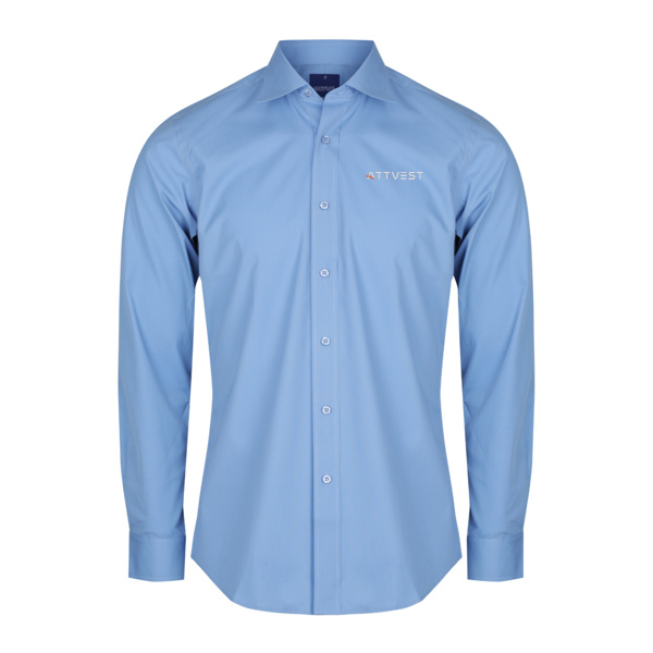 Attvest - Men's French Blue Premium Poplin Business Shirt - Slim Fit  No Pocket Thumbnail